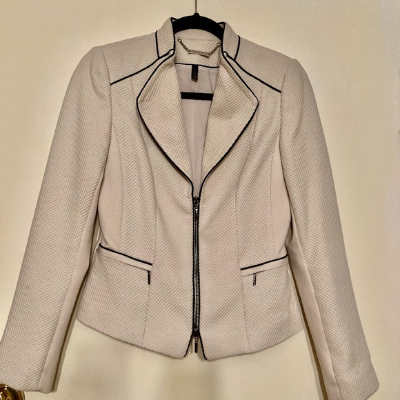 White House Black Market Jackets & Blazers - WHBM suit jacket, cream with black trim